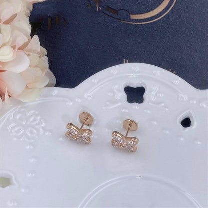 [⭐Spark]JEUX DE PINK GOLD DIAMOND EARRINGS