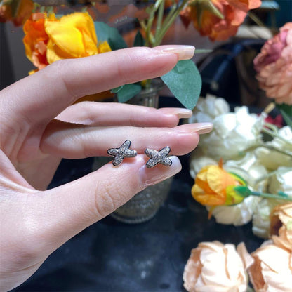 [⭐Spark]JEUX DE SILVER DIAMOND EARRINGS