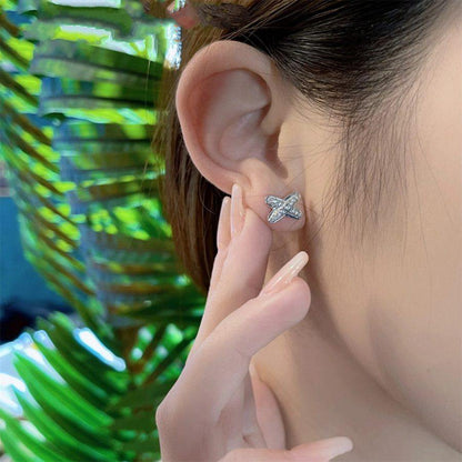 [⭐Spark]JEUX DE SILVER DIAMOND EARRINGS