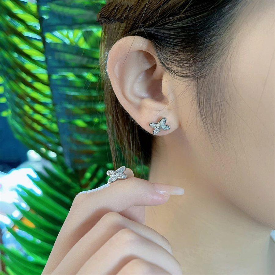 [⭐Spark]JEUX DE SILVER DIAMOND EARRINGS
