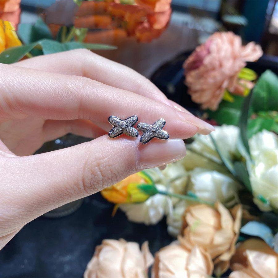 [⭐Spark]JEUX DE SILVER DIAMOND EARRINGS
