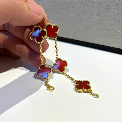 [⭐Spark] CLOVER 5 MOTIF RED CORNELIAN BRACELET COLLECTION