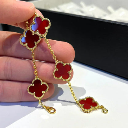 [⭐Spark] CLOVER 5 MOTIF RED CORNELIAN BRACELET COLLECTION