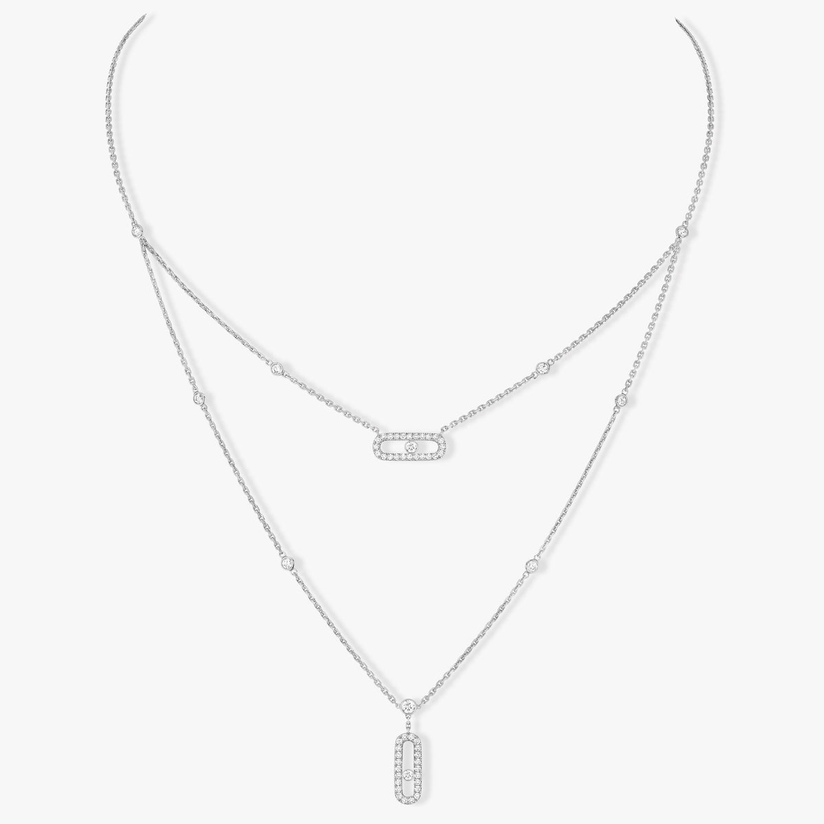 [⭐Spark]MOVE 2 ROW DIAMOND NECKLACE
