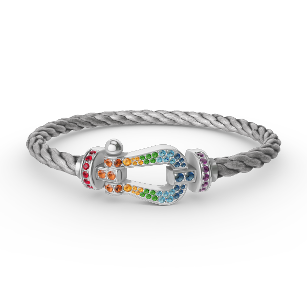 [⭐Spark]FORC LARGE HORSESHOE  COLORED DIAMOND BRACELET SILVER