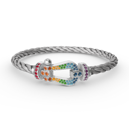 [⭐Spark]FORC LARGE HORSESHOE  COLORED DIAMOND BRACELET SILVER