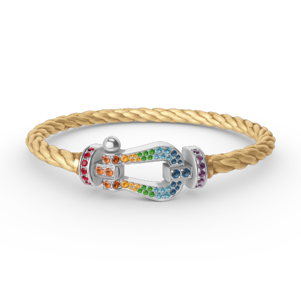 [⭐Spark]FORC LARGE HORSESHOE  COLORED DIAMOND BRACELET SILVER