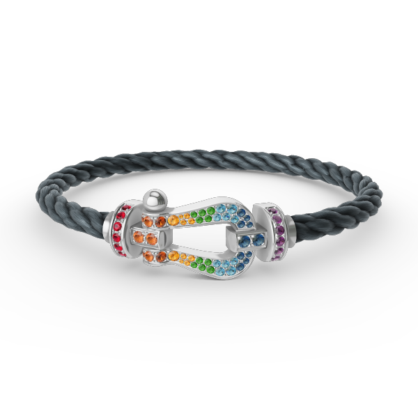 [⭐Spark]FORC LARGE HORSESHOE  COLORED DIAMOND BRACELET SILVER