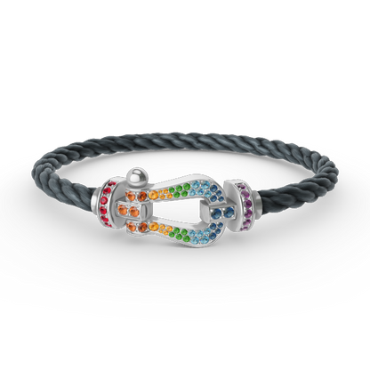 [⭐Spark]FORC LARGE HORSESHOE  COLORED DIAMOND BRACELET SILVER