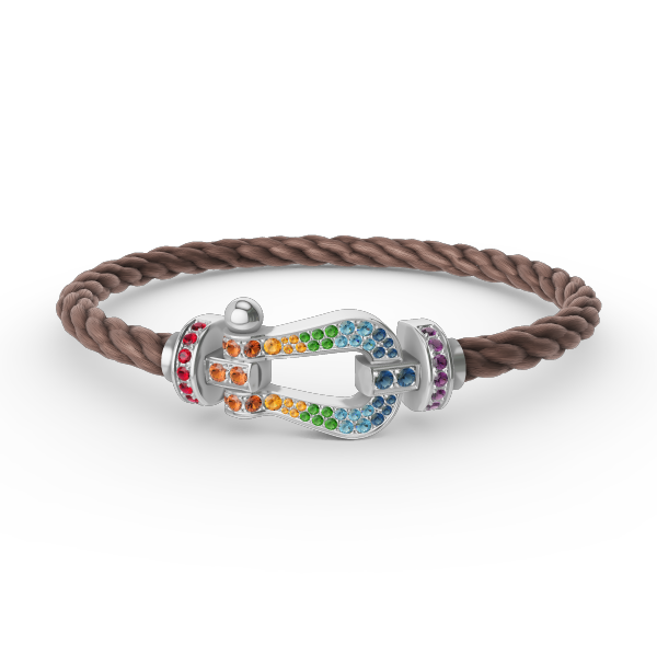[⭐Spark]FORC LARGE HORSESHOE  COLORED DIAMOND BRACELET SILVER