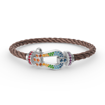 [⭐Spark]FORC LARGE HORSESHOE  COLORED DIAMOND BRACELET SILVER