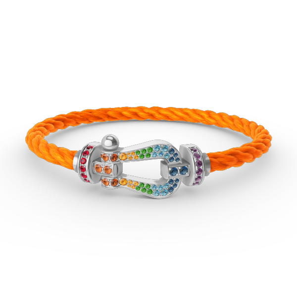 [⭐Spark]FORC LARGE HORSESHOE  COLORED DIAMOND BRACELET SILVER