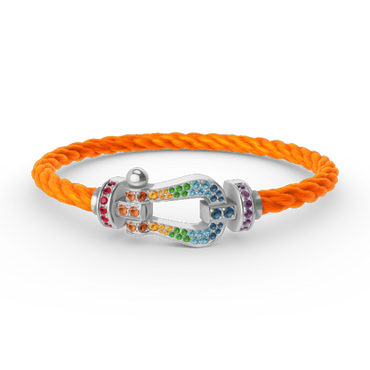 [⭐Spark]FORC LARGE HORSESHOE  COLORED DIAMOND BRACELET SILVER