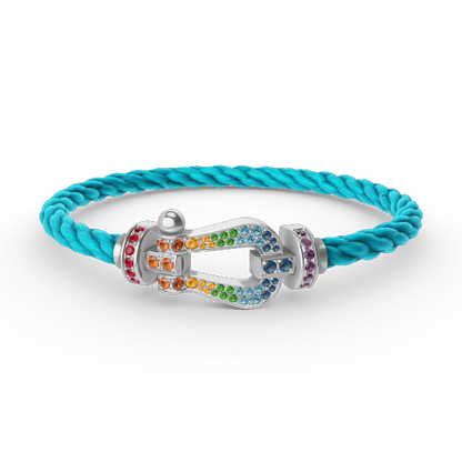 [⭐Spark]FORC LARGE HORSESHOE  COLORED DIAMOND BRACELET SILVER
