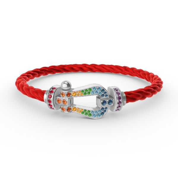 [⭐Spark]FORC LARGE HORSESHOE  COLORED DIAMOND BRACELET SILVER