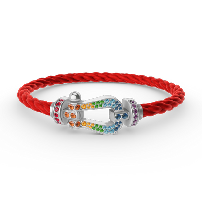 [⭐Spark]FORC LARGE HORSESHOE  COLORED DIAMOND BRACELET SILVER