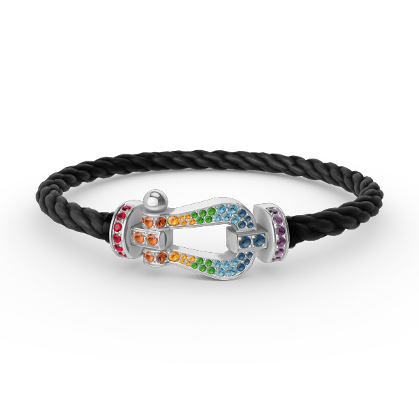 [⭐Spark]FORC LARGE HORSESHOE  COLORED DIAMOND BRACELET SILVER