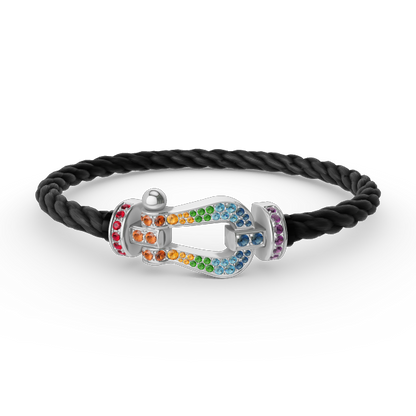 [⭐Spark]FORC LARGE HORSESHOE  COLORED DIAMOND BRACELET SILVER