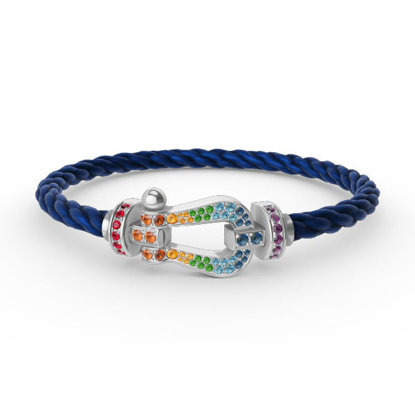 [⭐Spark]FORC LARGE HORSESHOE  COLORED DIAMOND BRACELET SILVER