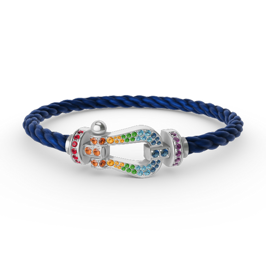 [⭐Spark]FORC LARGE HORSESHOE  COLORED DIAMOND BRACELET SILVER