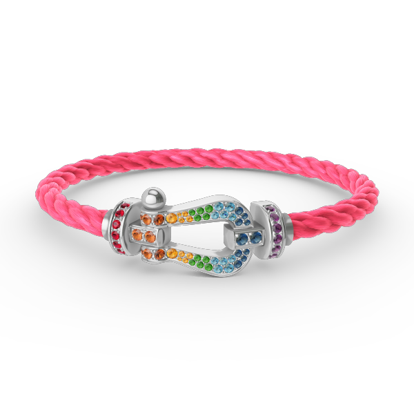 [⭐Spark]FORC LARGE HORSESHOE  COLORED DIAMOND BRACELET SILVER