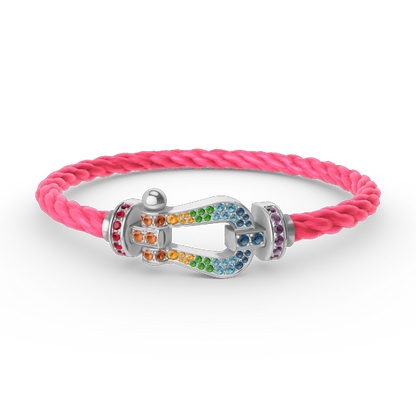 [⭐Spark]FORC LARGE HORSESHOE  COLORED DIAMOND BRACELET SILVER