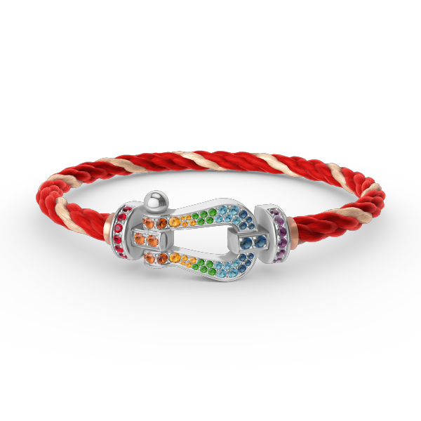 [⭐Spark]FORC LARGE HORSESHOE  COLORED DIAMOND BRACELET SILVER
