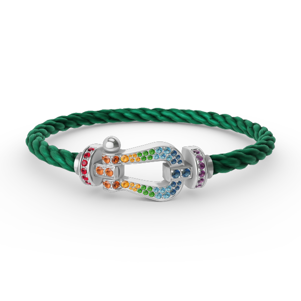 [⭐Spark]FORC LARGE HORSESHOE  COLORED DIAMOND BRACELET SILVER