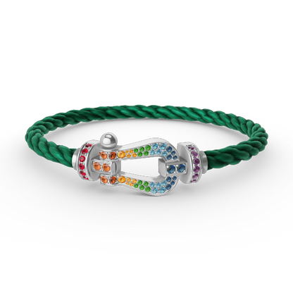 [⭐Spark]FORC LARGE HORSESHOE  COLORED DIAMOND BRACELET SILVER