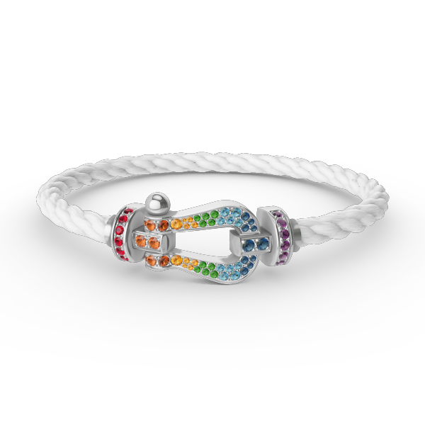 [⭐Spark]FORC LARGE HORSESHOE  COLORED DIAMOND BRACELET SILVER