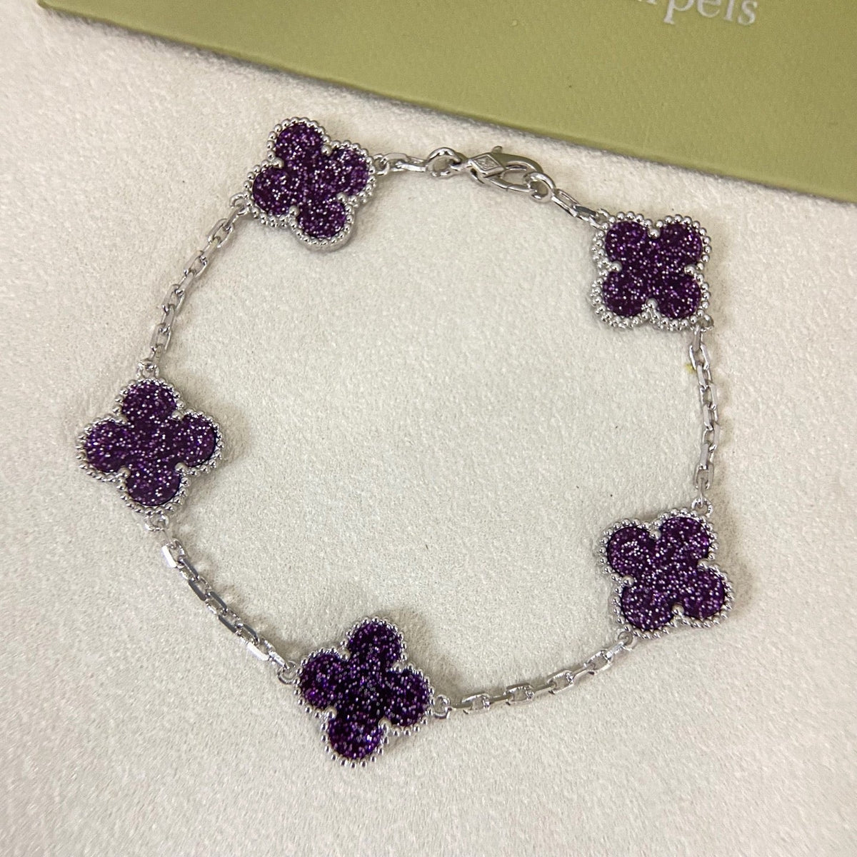[⭐Spark]NEW PURPLE SAND-GOLD FOUR-LEAF CLOVER 5-FLOWER BRACELET