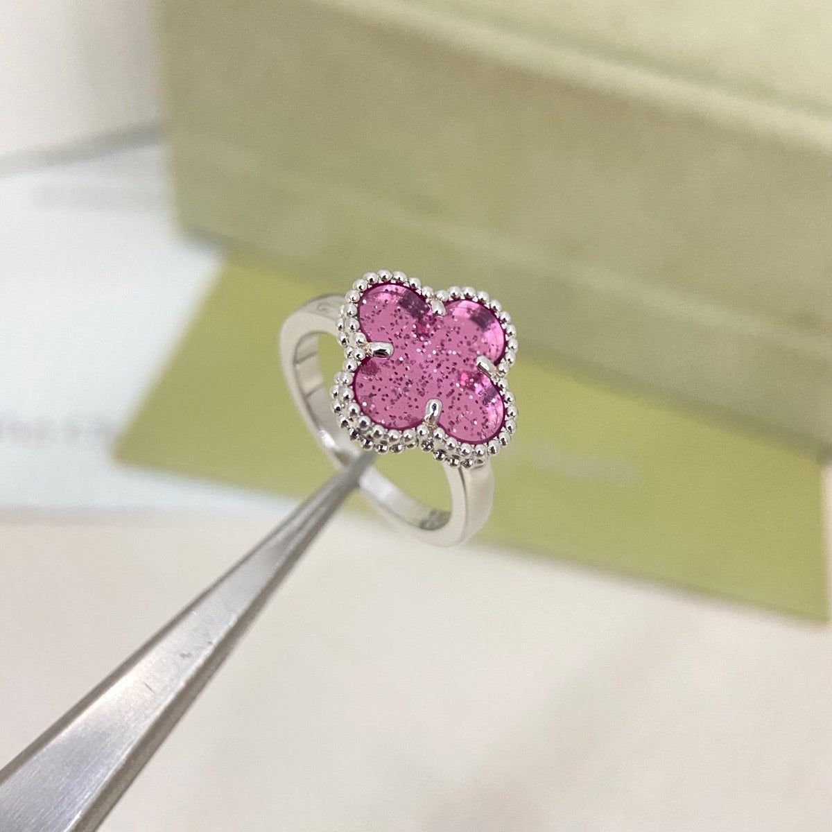 [⭐Spark]NEW ROSE QUARTZ FOUR-LEAF CLOVER RING