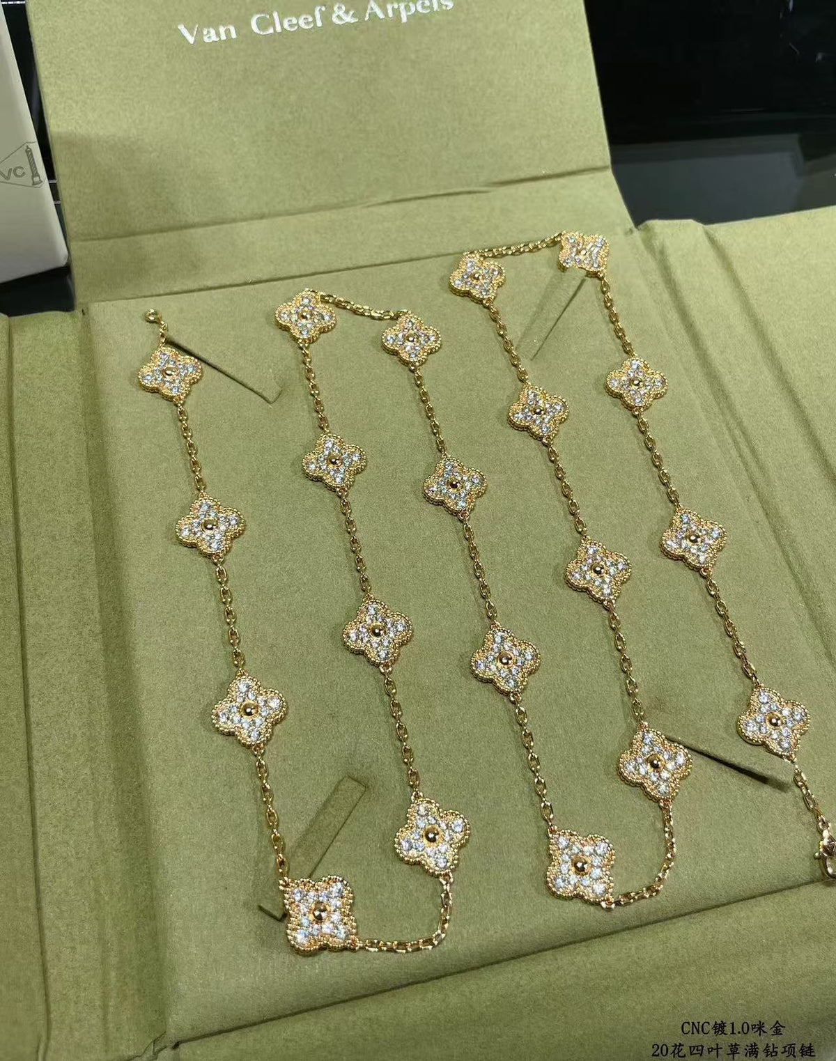 [⭐Spark]CLOVER 20 MOTIFS FULL-DIAMOND NECKLACE