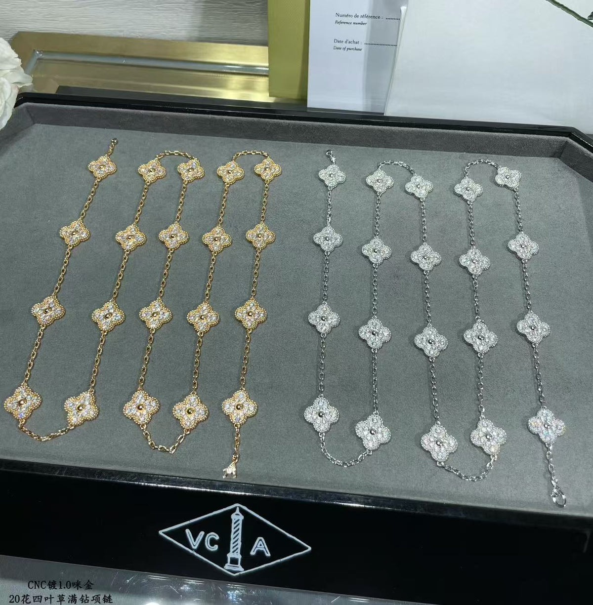 [⭐Spark]CLOVER 20 MOTIFS FULL-DIAMOND NECKLACE