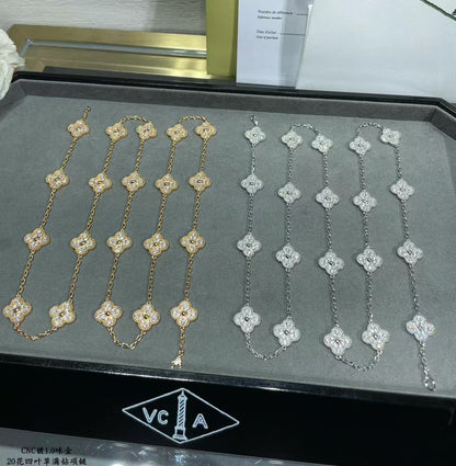 [⭐Spark]CLOVER 20 MOTIFS FULL-DIAMOND NECKLACE