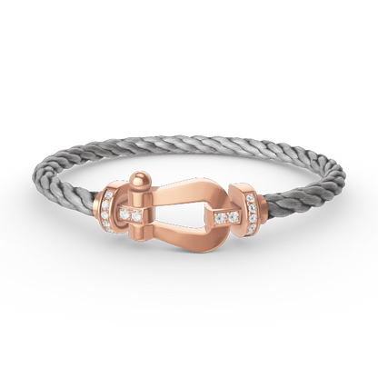 [⭐Spark]FORCE LARGE HORSESHOE HALF DIAMOND BRACELET ROSE GOLD