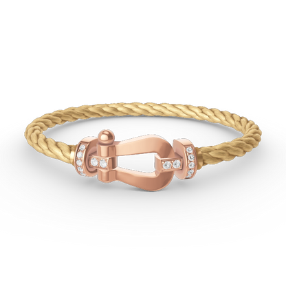 [⭐Spark]FORCE LARGE HORSESHOE HALF DIAMOND BRACELET ROSE GOLD