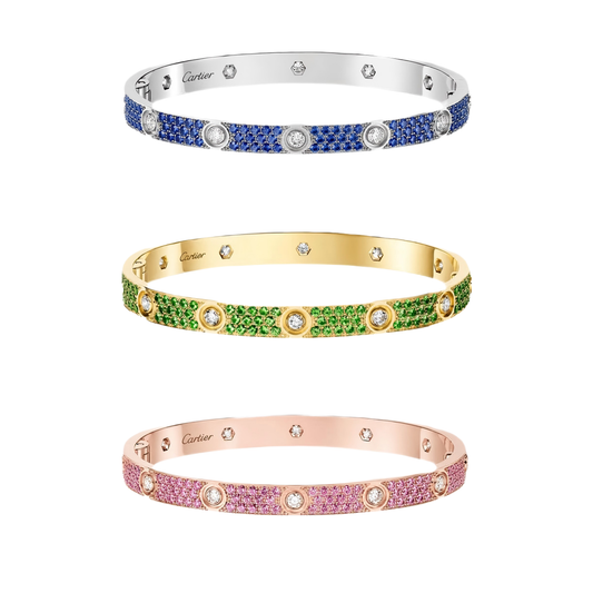[⭐Spark]2026 PAVE GEMSTONE LOVE BRACELET 6.1MM 10 DIAMONDS