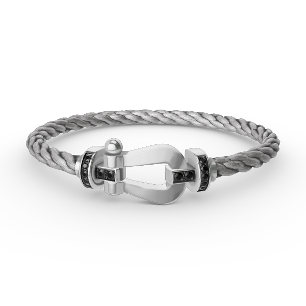 [⭐Spark]FORCE LARGE HORSESHOE BLACK DIAMOND BRACELET SILVER