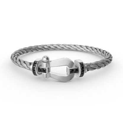 [⭐Spark]FORCE LARGE HORSESHOE BLACK DIAMOND BRACELET SILVER