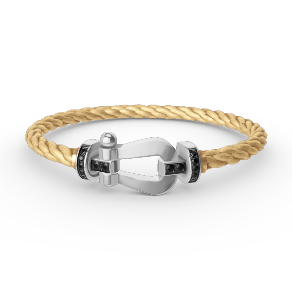 [⭐Spark]FORCE LARGE HORSESHOE BLACK DIAMOND BRACELET SILVER