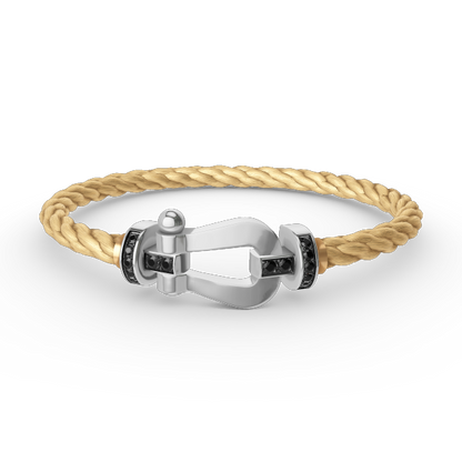 [⭐Spark]FORCE LARGE HORSESHOE BLACK DIAMOND BRACELET SILVER