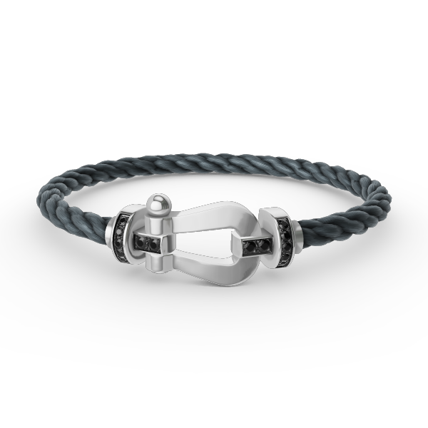 [⭐Spark]FORCE LARGE HORSESHOE BLACK DIAMOND BRACELET SILVER