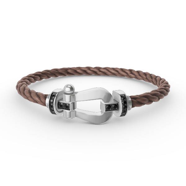 [⭐Spark]FORCE LARGE HORSESHOE BLACK DIAMOND BRACELET SILVER