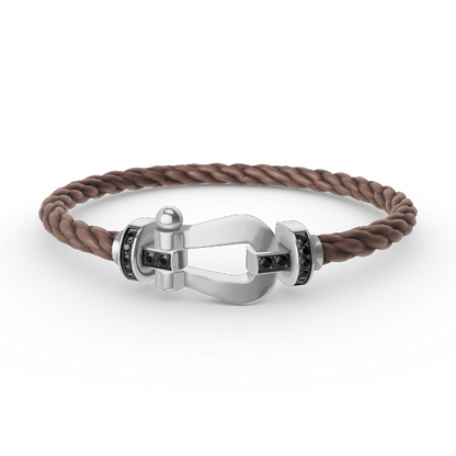 [⭐Spark]FORCE LARGE HORSESHOE BLACK DIAMOND BRACELET SILVER