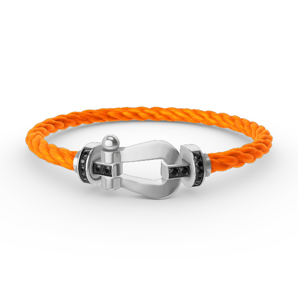 [⭐Spark]FORCE LARGE HORSESHOE BLACK DIAMOND BRACELET SILVER