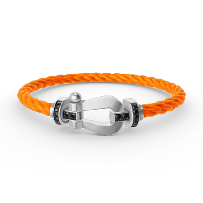 [⭐Spark]FORCE LARGE HORSESHOE BLACK DIAMOND BRACELET SILVER