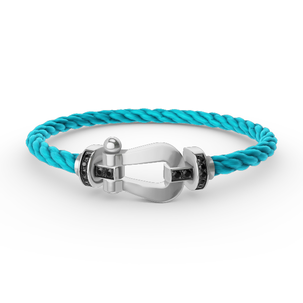 [⭐Spark]FORCE LARGE HORSESHOE BLACK DIAMOND BRACELET SILVER