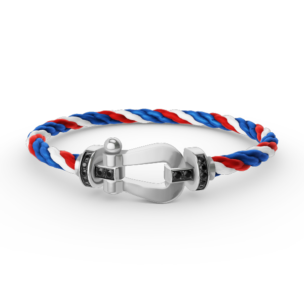 [⭐Spark]FORCE LARGE HORSESHOE BLACK DIAMOND BRACELET SILVER