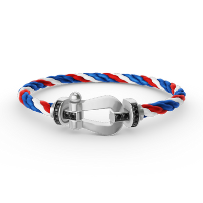 [⭐Spark]FORCE LARGE HORSESHOE BLACK DIAMOND BRACELET SILVER